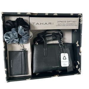 Tahari  3-Piece Gift Set - Satchel Crossbody, Cardcase & Two Scrunchies